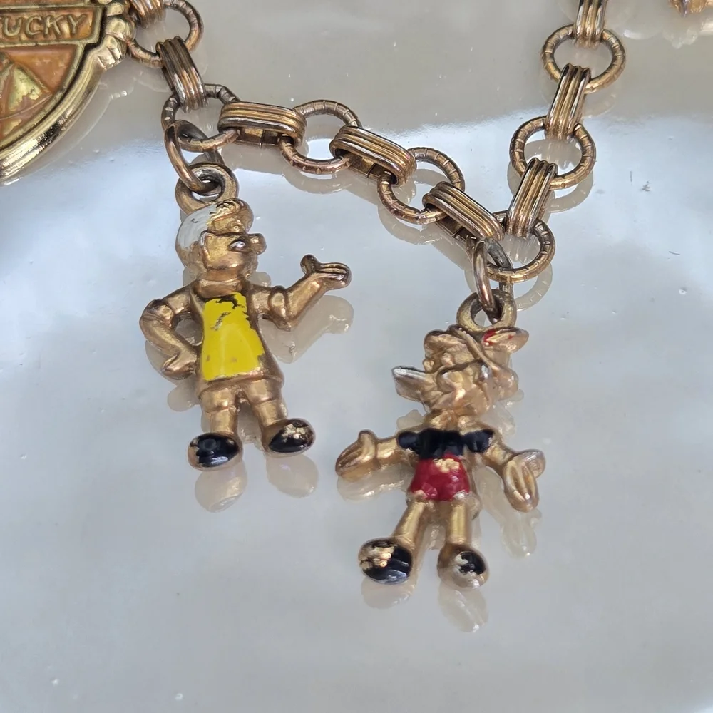 Walt Disney Production Vintage Pinocchio Charm Bracelet